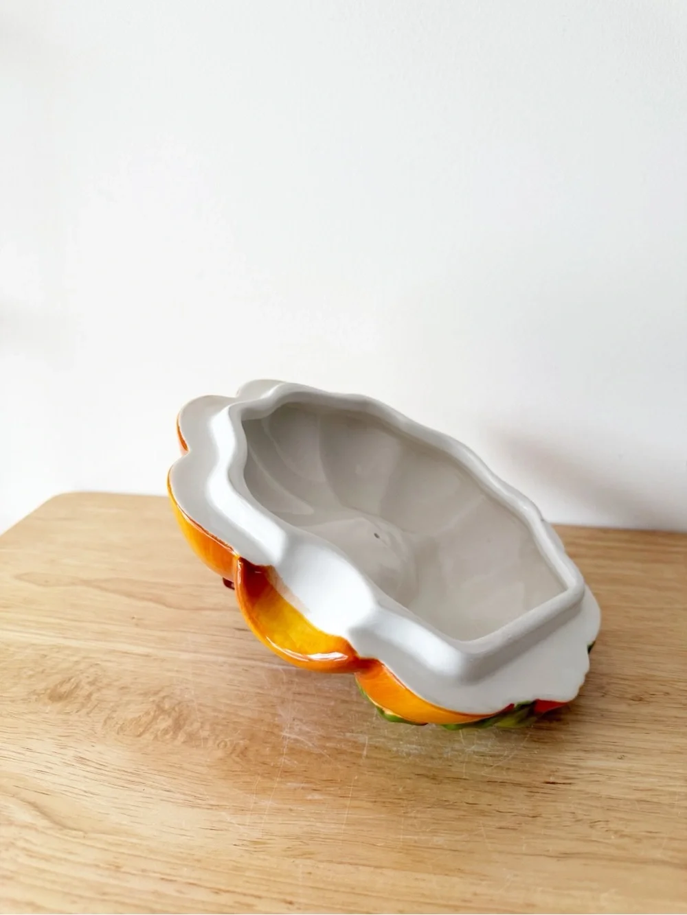 Pier 1 Hand Painted Dolomite Ceramic Pumpkin Soup Tureen Covered Casserole Dish